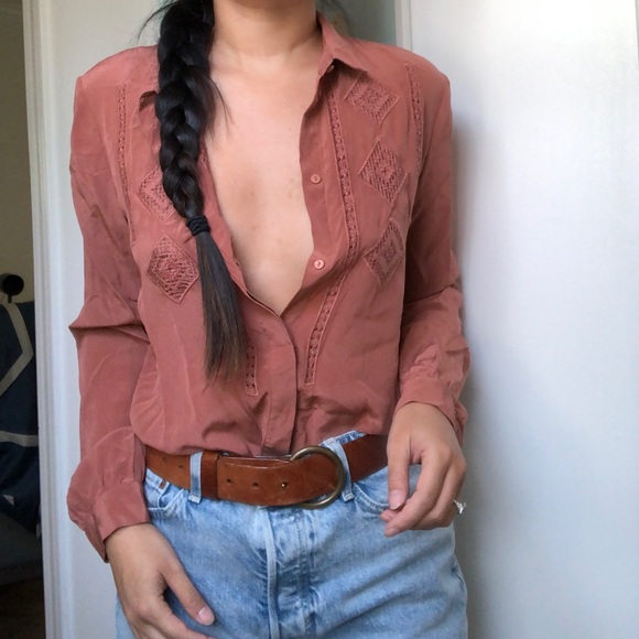 Sezane Tops - Sezane silk burnt umber blouse